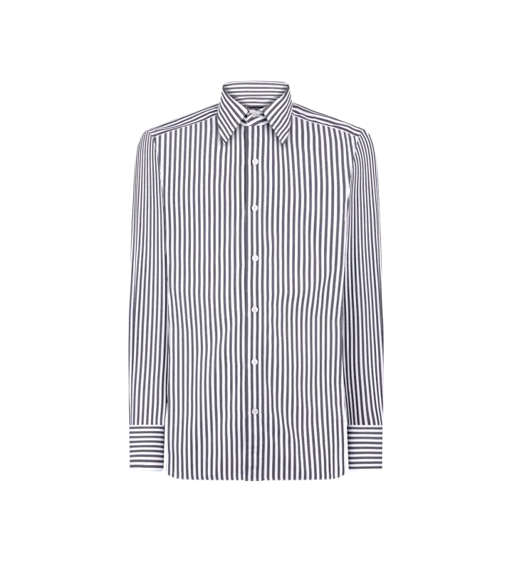 LADDER STRIPE SLIM FIT SHIRT WHITE + BLACK online